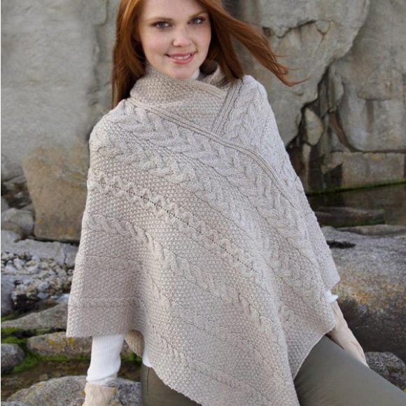Aran Cable Poncho - made in Ireland - Picture 1 of 4